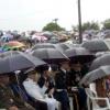 Norman Grindley/Chief Photographer
HERE COMES THE RAIN AGAIN: The umbrellas came out during the Jamaica Defence Force's Change of Command parade on the polo field at Up Park Camp on Saturday.