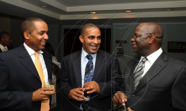 Winston Sill / Freelance Photographer
Jamaica Exporters Association (JEA) Awards Banquet, held at the Wyndham Hotel  on Wednesday night June 29, 2011. Here are Paul R. Lewis (left); John O. Minott (centre); and  Vitus Evans (right), President, JEA.