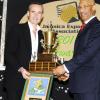 Winston Sill / Freelance Photographer
Jamaica Exporters Association (JEA) Awards Banquet, held  at the Wyndham Hotel  on  Wednesday night June 29, 2011.h Here Governor General Sir Patrick Allen (right) presents the Champion Exporter Trophy to Allan Barnes (left),  outgoing Managing Director of Red Stripe.
