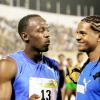 Anthony Minott/Freelance Photographer
Triple World record holder Usain Bolt (left), is congratulated by Jamaica's Germaine Gonzales, after bolt set a meet record of 19.56 secods in the men's 200m during the Jamaica National International Invitational athletics meet at the National Stadium, Kingston, on Saturday, May 1, 2010