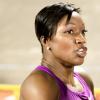 Anthony Minott/Freelance Photographer
The USA's Carmelita Jeter speaks with reporters after winning the women's 100m in 10.94 seconds during the Jamaica National International Invitational athletics meet at the National Stadium, Kingston, on Saturday, May 1, 2010