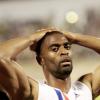 Anthony Minott/Freelance Photographer
USA's Tyson Gay reacts after winning the men's 400m in 45.05 seconds during the Jamaica National International Invitational athletics meet at the National Stadium, Kingston, on Saturday, May 1, 2010.