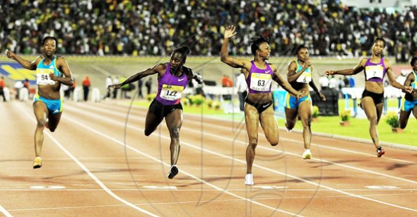 Ian Allen/Photographer
The United States' Carmelita Jeter (centre) celebrates winning the women's 100m ahead of Jamaica's Kerron Stewart (second left).



Jamaica International Invitational track meet at the National Stadium.