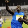 Ian Allen/Photographer
Usain Bolt celebrates winning the men's 200 metres at the JN Jamaica International Invitational track meet, at the National Stadium on Saturday night. Bolt won in19.56 seconds..