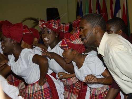Winston Sill / Freelance Photographer
Mayor Desmond McKenzie host Welcome Reception for  delegates to the Intercity Intangible Cultural Cooperation Network (ICCN), Local Government International Conference, held at Knutsford Court Hotel on Monday September 14, 2009. Here the award winning folk singing group Nexus in performance.