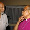 Winston Sill / Freelance Photographer
Ensuring the blessings come down are Archbishop Donald Reece (left) and Bishop Alfred Reid at the reception for former Prime Minister PJ Patterson for his Caricom Award, held at the Jamaica Pegasus Hotel, New Kingston on Monday July 27, 2009.