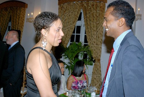Janet Silvera Photo
Carina Cockburn and Carey Wallace in deep conversation. 

*************************************************************** at the Pioneers of Prosperity Awards ceremony at the Half Moon in Montego Bay last Friday night.