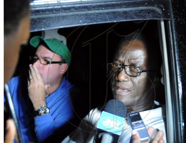 Ricardo Makyn/Staff Photographer.
Minister of National Security the Hon Dwight Nelson and Minister of Information Daryl Vaz talk with members of the media after vewing the crash site of the American Airlines Plane.