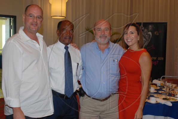 Janet Silvera
From L- CPJ's Tom Tyler, businessman George Johnson and Barnett Estate's Mark and Paula Kerr-Jarrett at the first in a series of bi-monthly PSOJ and Coporate Connection Chairman's Forum Breakfast at the Hilton Rose Hall Resort and Spa on Tuesday morning.