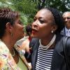 Rudolph Brown/Photographer
Yvonne Wilks, (centre) greets Dorraine Samuel-Binger, (left) and TVJ's Managing Director Kay Osborne at the RJR 60th Anniversary long service awards luncheon at the Terra Nova Hotel in Kingston on Friday, July 9-2010.