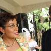 Rudolph Brown/Photographer
Dorraine Samuel-Binger chat with Gary Allen, Managing Directon of RJR Group at RJR 60th Anniversary long service awards luncheon at the Terra Nova Hotel in Kingston on Friday, July 9-2010.