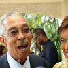 Rudolph Brown/Photographer
Dorraine Samuel-Binger chat with Alan Magnus at RJR 60th Anniversary long service awards luncheon at the Terra Nova Hotel in Kingston on Friday, July 9-2010.