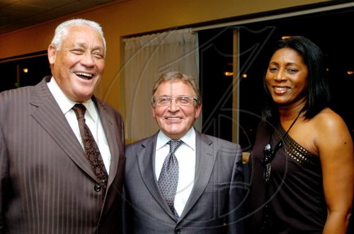 Winston Sill / Freelance Photographer
Transport Minister Mike Henry (left) and wife Dawn were only too happy to share the frame with gracious host Russian Ambassador Victor Zotin.

**************************************************************
host Reception to celebrate the 35th Anniversary of Diplomatic Ties between Jamaica and Russia, held at the Jamaica Pegasus Hotel, New Kingston on Tuesday March 16, 2010.