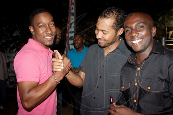 All you single ladies now know where to find the good-looking guys! Rojah Thomas (left) greets old friends at 'Laas Fridays'.