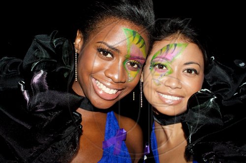 We don't know who's prettier, the butterfly or the ladies whom it adorns! "Gabriellas' Girls" Shari Griffith and Elizabeth Swaby from Gabriellas' Cosmetics are dazzling at last weekend's charity event, 'Iron Butterfly'.