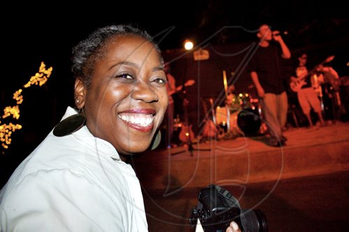 Excuse me ma'am, we'll do the photo-taking, thank you very much! FAME FM's Claudette Powell turns the tables on us with camera in hand at the 'Love & Lazers' live music show held at Red Bones Blues Café last Friday.