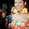 With orchid earrings complimenting a tropical print tube dress, Shanette Graham brought floral chic to the festivities at party Absinthe: Sunset Vista.