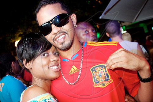 Still celebrating the Spain's World Cup victory, Dominic Harnett (right) joins Lyshon Davis at Absinthe: Sunset Vista.
