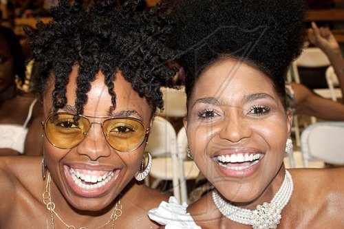At Caribbean Fashionweek, Edgy mom and daughter duo Nikki (left) and Sandy Francis take no prisoners in the fashion game, with fashion-forward hairstyles and accessories to boot. We still think their best accessories are those gorgeous smiles!