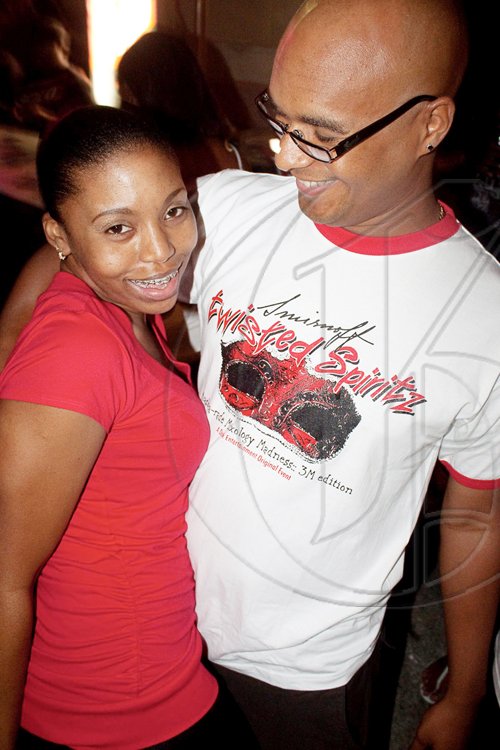 Ron Burke gives an appreciative eye to wife Donya, as they work the sandy dancefloor at 'Socamaloo'.