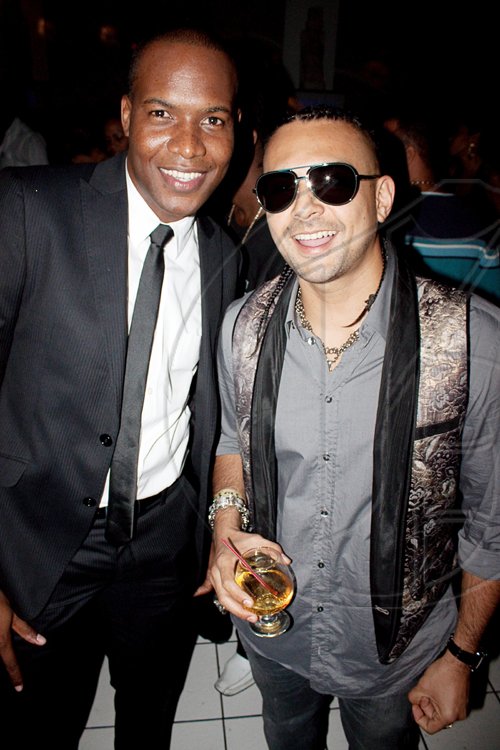 International dancehall star, Sean Paul (right) poses with fellow birthday boy Brandon Ferguson, at Fiction Lounge for his celeb birthday bash, "Brand New Machine's 'Paparazzi'" Over $40,000 was raised at the event in support of Haiti.