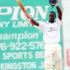 Ricardo Makyn/Staff Photographer.
Kingston's Chadwick Walton celebrates scoring a century against Melbourne, during their Jamaica SuperCricketLeague encounter at Melbourne on Sunday.