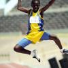 Ricardo Makyn/Staff Photographer.
Shamari Wellington of Vaz Prep leaping to Victory in the Boys Long Jump Class 1 with a jump of 5.25 Metres at the Bigga/Jisa Prep School Champs on Day Two at the National Stadium on Friday 5.6.2009.