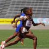Ricardo Makyn/Staff Photographer.
Foreground Kimberley Stewart of Our Lady of the Angels Prep Winning Heat 2 of the Girls Class 3  50 Metres race  at the Bigga/Jisa Prep School Champs on Day Two at the National Stadium on Friday 5.6.2009.