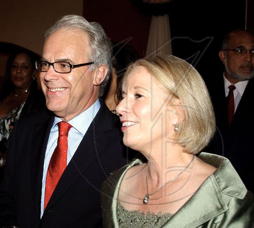 Winston Sill / Freelance Photographer
The newlyweds - British High Commissioner Jeremy Cresswell and wife Barbara out for one of their first appearances as man and wife.

********************************************************************************************************.Trinidad and Tobago 47th Independence Day Reception, held at the Jamaica Pegasus Hotel, New Kingston on Monday night August 31, 2009. Here are the newly wed---- British High Commissioner Jeremy Cresswell and wife Barbara.