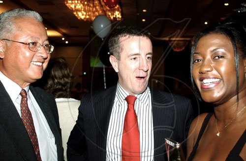 Winston Sill / Freelance Photographer
Delroy Chuck (left); Mark Linehan and and Maxine Daley have a lot to laugh about.

******************************************************************************Trinidad and Tobago 47th Independence Day Reception, held at the Jamaica Pegasus Hotel, New Kingston on Mondxay night August 31, 2009. Here are Delroy Chuck (left); Mark Linehan (centre); and Maxine Daley (right).