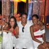 Janet Silvera Photo
 
From left:  Deidre Gomes, Jason Watt and Jessica Folkes prefer to just relax at the party.

*************************************************************at 'The Weekend's' Vertigo All White beach party at The Palmyra last Sunday.