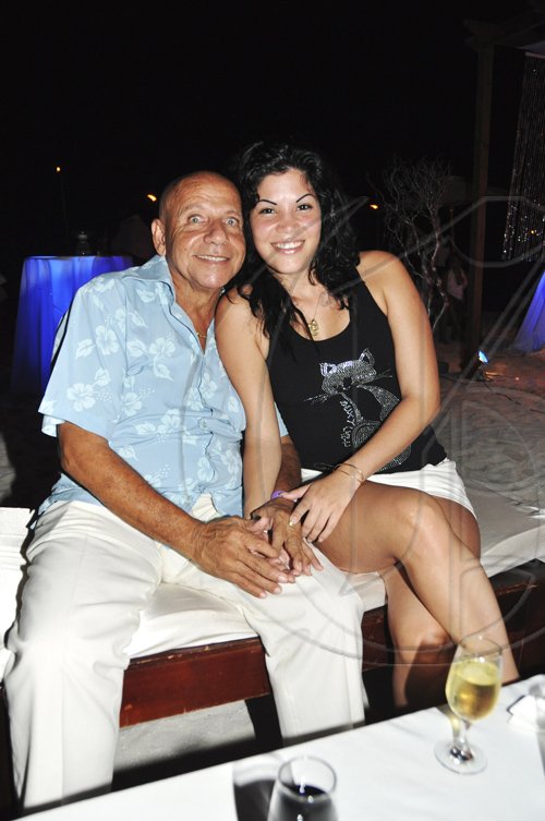 Janet Silvera Photo
 
A proud Cecil Bird cuddles his Cuban wife-to-be Lilly Fong.

*************************************************** at 'The Weekend's' Vertigo All White beach party at The Palmyra last Sunday.
